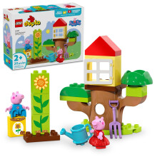 LEGO DUPLO Peppa Pig tuin- en boomhut peuterspeelgoedbouwsteenleerset voor kleuters met 2 figuren inbegrepen Peppa Pig speelgoedcadeau-idee voor peut