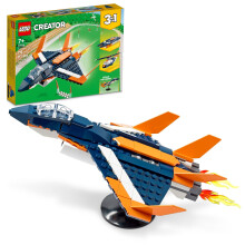 LEGO Creator 3 in 1 supersonische straalvliegtuig speelgoedset transformeert van vliegtuig naar helikopter naar speedboot Speelgoed om zelf te bouwen