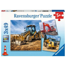 Ravensburger Σετ Παζλ με Εκσκαφείς - 3 x 49 Τεμάχια για Παιδιά | Μοναδικός Σχεδιασμός