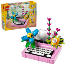 LEGO Creator 3 in 1 Typewriter with Flowers - Building Toy with 3 Building Options Typewriter Flowerpot with Pen & Notebook or Keytar - Gift Idea