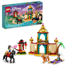 LEGO Disney Princess Jasmine and Mulan Adventure 43208 Palace Set Aladdin & Mulan Bauspielzeug mit Pferde- und Tigerfiguren, Geschenke fr Kinder, M