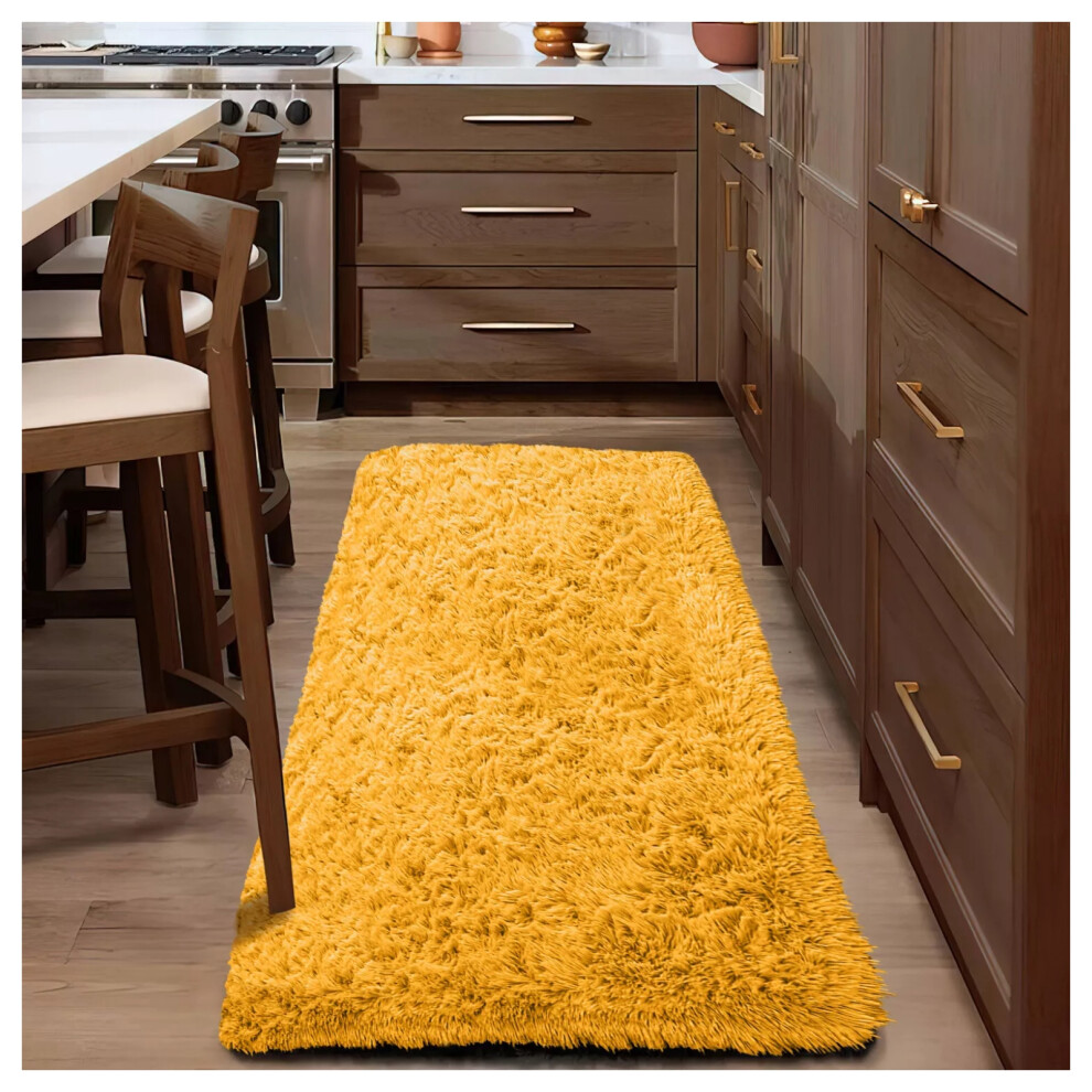 Imperial Rooms (Ochre, 60 X 220 Cm) Non Slip Shaggy Rugs Carpet Runner Large Doormats