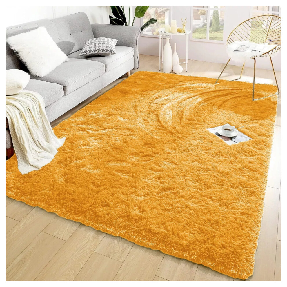 Imperial Rooms (Ochre, 200 X 290 Cm) Non Slip Shaggy Rugs Carpet Runner Large Doormats