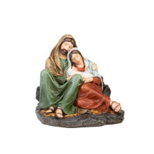 Avalon Gallery Christmas Figurines - Joseph and Mary with Jesus Tabletop Centerpiece Nativity Figurine 6-Inch Sleeping Holy Family