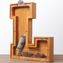 Wooden Letter Piggy Bank for Kids Boys Girls Large 26 Alphabet Money Bank Personalized Custom Name Transparent Saving Coin Bank Perfect Christmas Bi