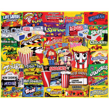 White Mountain Movie Snacks 1000 Piece Jigsaw Puzzle Collage Puzzles for Adults and Family