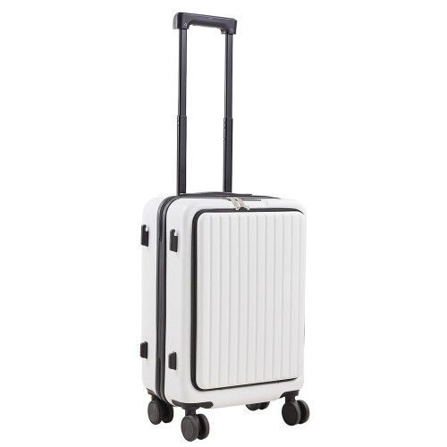 Living And Home (White) 20 Inch Front Opening Suitcase with TSA Lock and USB Charging Port