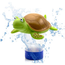 Pool Chlorine Floater for 3-Inch Tablets, Adjustable Flow Floating Chlorine Dispenser, Heavy-Duty Plastic Design for Small and Large Pools (Turtle)