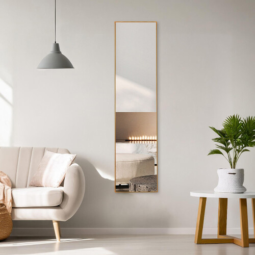 Living And Home Modern Slim Frame Full Length Wall Mirror, Gold 2