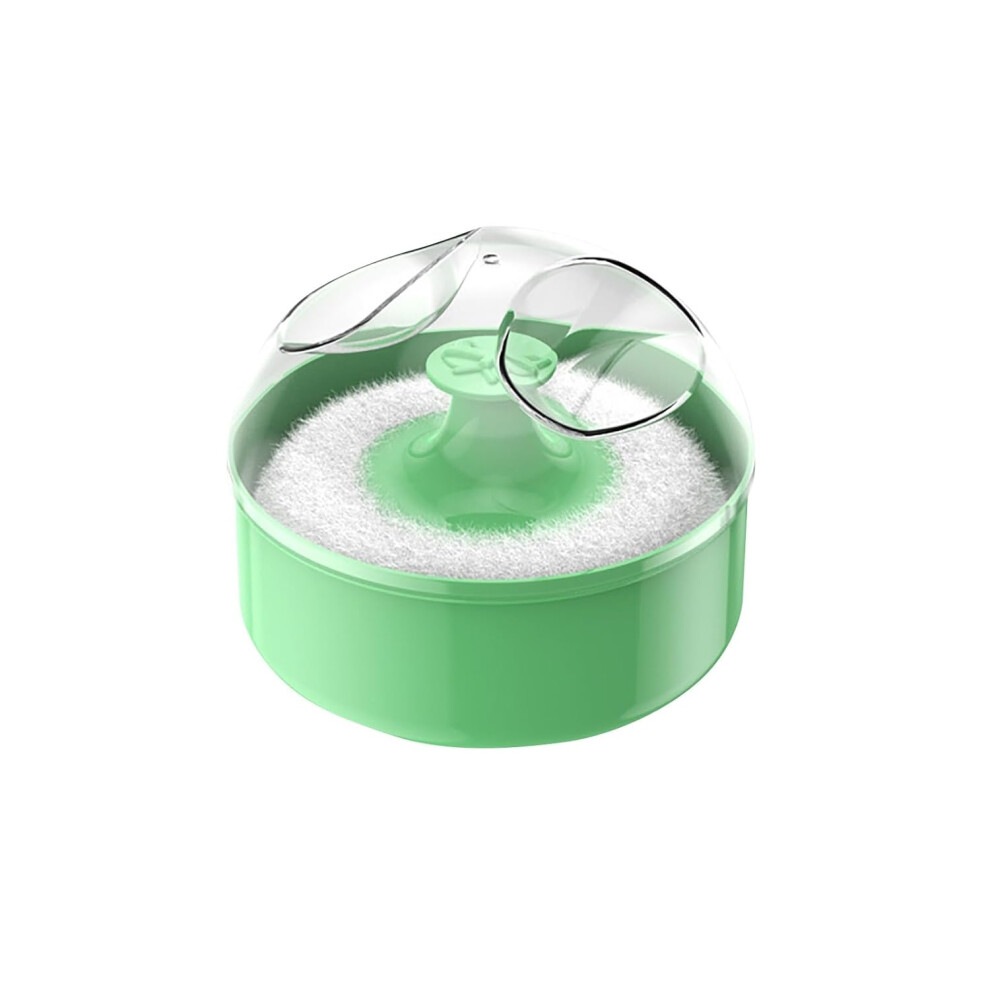 Green (Green) Soft Body Powder Puff With Hygienic Dustproof Container - Portable Empty Powder Dispenser & Puff Holder