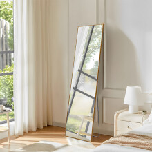 40x150cm Modern Slim Frame Free Standing Full Length Mirror, Gold