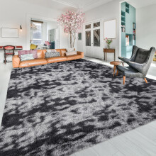 (Tye Dye Black Grey, 160cm x 230cm (5ft 4" x 7ft 8")) Moonlight Shaggy Fluffy Rugs Soft Nonslip Extra Large Area Rug Living Room Bedroom Carpets