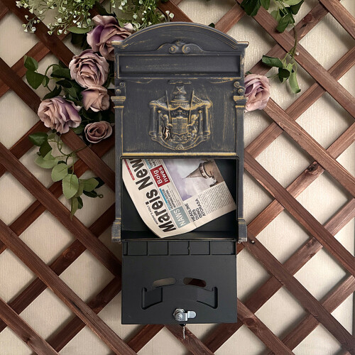 Living And Home Vintage Wall-Mounted Postbox with Lock 1