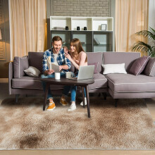 (Tye Dye Beige, 120cm x 170cm (4ft x 5ft 8")) Moonlight Shaggy Fluffy Rugs Soft Nonslip Extra Large Area Rug Living Room Bedroom Carpets