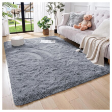 (Grey, 120 x 170) Shaggy Rugs Living Room Area Rug Carpet Mat