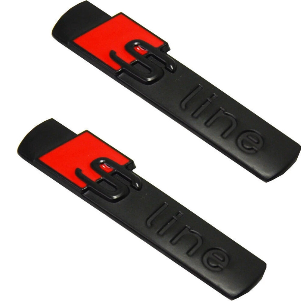 2Pcs Audi S Line Badge Fender Emblem Matt Alloy Decal Styling Sticker Black 6963793342983