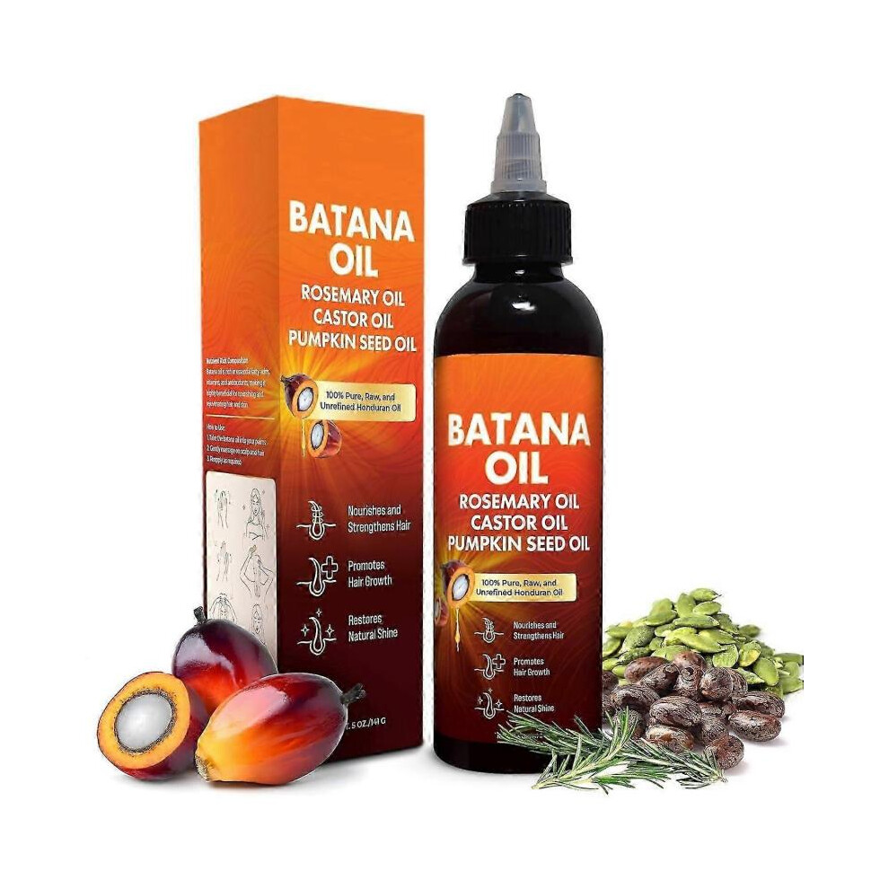 (1pc) Batana Oil for Hair Growth, 4-in-1 Pure & Unrefined Honduran Oil with Rosemary, Castor, Pumpkin Seed Oil, Nourishes, Strengthens, Promotes Healt