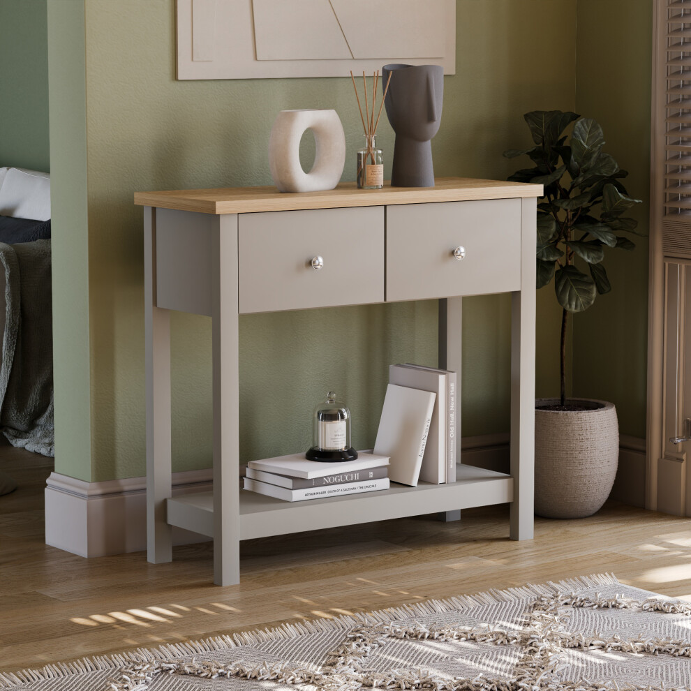 Vida Designs ( & Oak) Arlington 2 Drawer Console Table Hallway Storage Grey