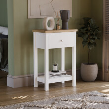 (White & Oak) Arlington 1 Drawer Console Table Hallway Storage