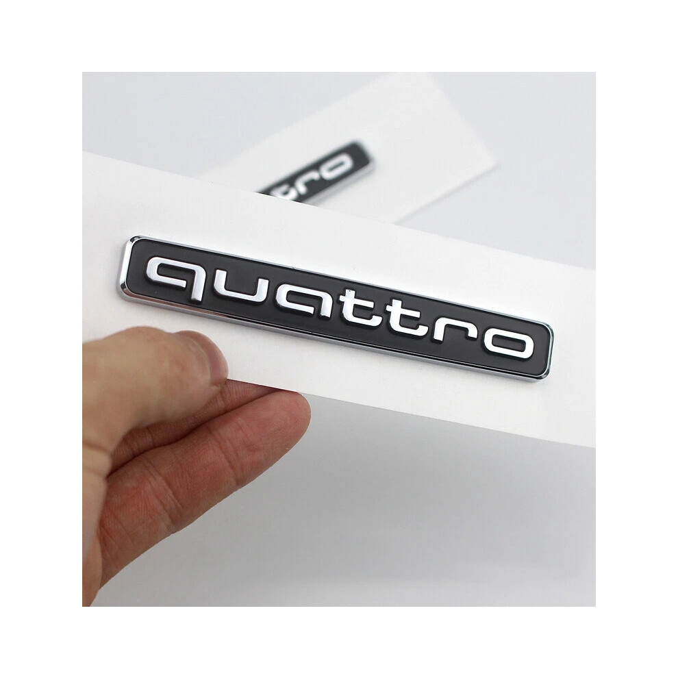 For Audi Black Quattro Rear Boot Trunk Badge Emblem Sticker Metal Badge