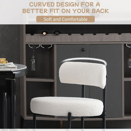 2x Winter Boucle Upholstered Dining Chair with Black Legs 1