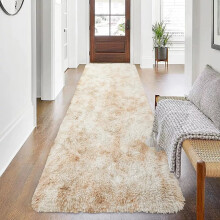 (Tye Dye Cream, 80 x 300 cm (2 ft 6 in x 10 ft)) Moonlight Shaggy Fluffy Rugs Soft Nonslip Extra Large Area Rug Living Room Bedroom Carpets
