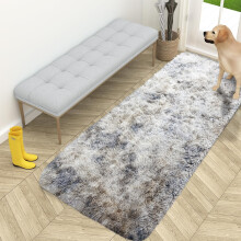 (Tye Dye Grey Silver, 60cm x 220cm (2ft x 7ft 7")) Moonlight Shaggy Fluffy Rugs Soft Nonslip Extra Large Area Rug Living Room Bedroom Carpets
