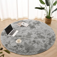 (Tye Dye Grey Silver, 120cm x 120cm (4ft x 4ft )) Moonlight Shaggy Fluffy Rugs Soft Nonslip Extra Large Area Rug Living Room Bedroom Carpets