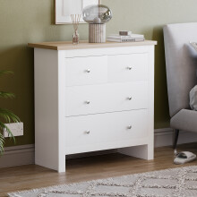 (White & Oak) Arlington 2+2 Chest Oak Top Bedroom Storage