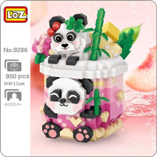 (comme sur la photo) Loz 9286 Panda Peach Oolong Tea Drink Cup Bamboo Pet Animal 3D Model Mini Diamond
