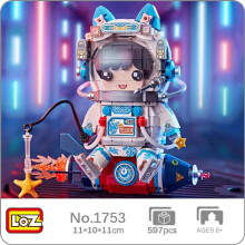(comme sur la photo) Loz 1753 Space Adventure Cat Astronaut Boy Rocket Star Spaceman Doll Model Mini
