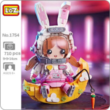 (comme sur la photo) Loz 1754 Space Adventure Rabbit Astronaut Girl Moon Carrot Spaceman Doll Diy Mini