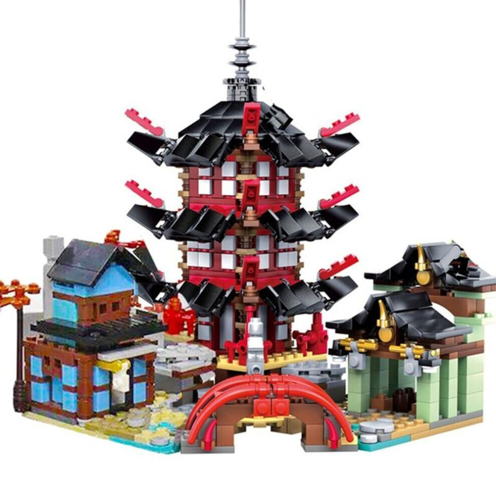 (comme sur la photo) Blocs de construction Temple d'Airjitzu Modèle Film Figurines Construction Briques