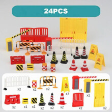 Cognition Plastic 24/40/62PCS Mini cônes de signalisation Scène de rue Modèle Panneaux routiers Bloc