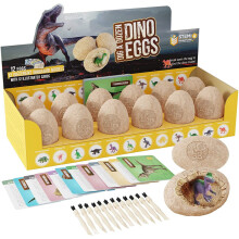 Kit de 12 œufs de dinosaure à creuser - Jouets de Pâques pour enfants - Archéologie, sciences, STEM,