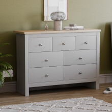 (Grey & Oak) Arlington 4+3 Drawer Chest Oak Top Bedroom Unit