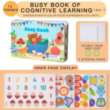 (ours) Montessori Quiet Books Jeu de puzzle Livre d'activités Animal Numéro Coller Correspondance Anglais