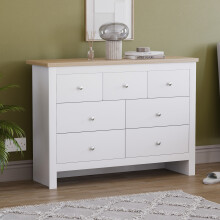(White & Oak) Arlington 4+3 Drawer Chest Oak Top Bedroom Unit