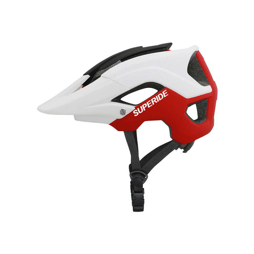 (M-54-58-Blanc Rouge)Casque de vélo VTT SUPERIDE Anti-impact TRAIL DH Casque de vélo de route ultraléger