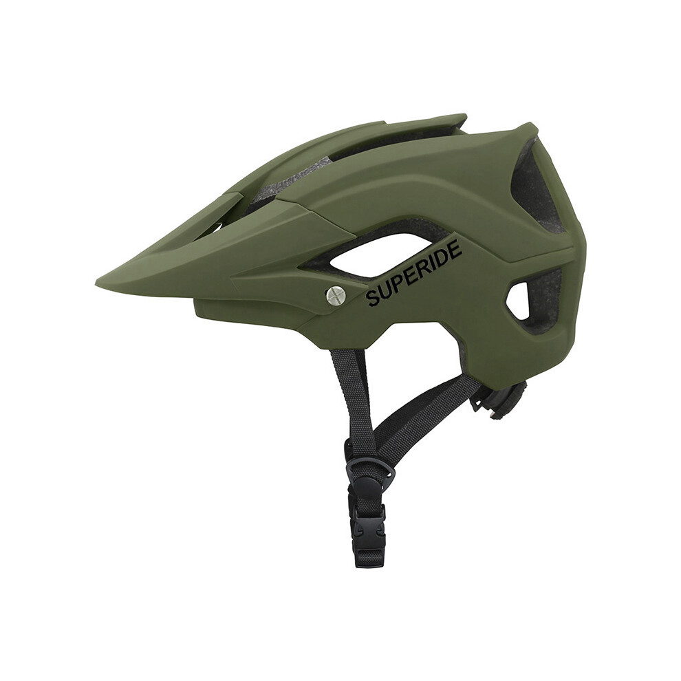 (M-54-58-Vert foncé sans lunettes)Casque de vélo VTT SUPERIDE Outdoor DH moulé intégralement pour route