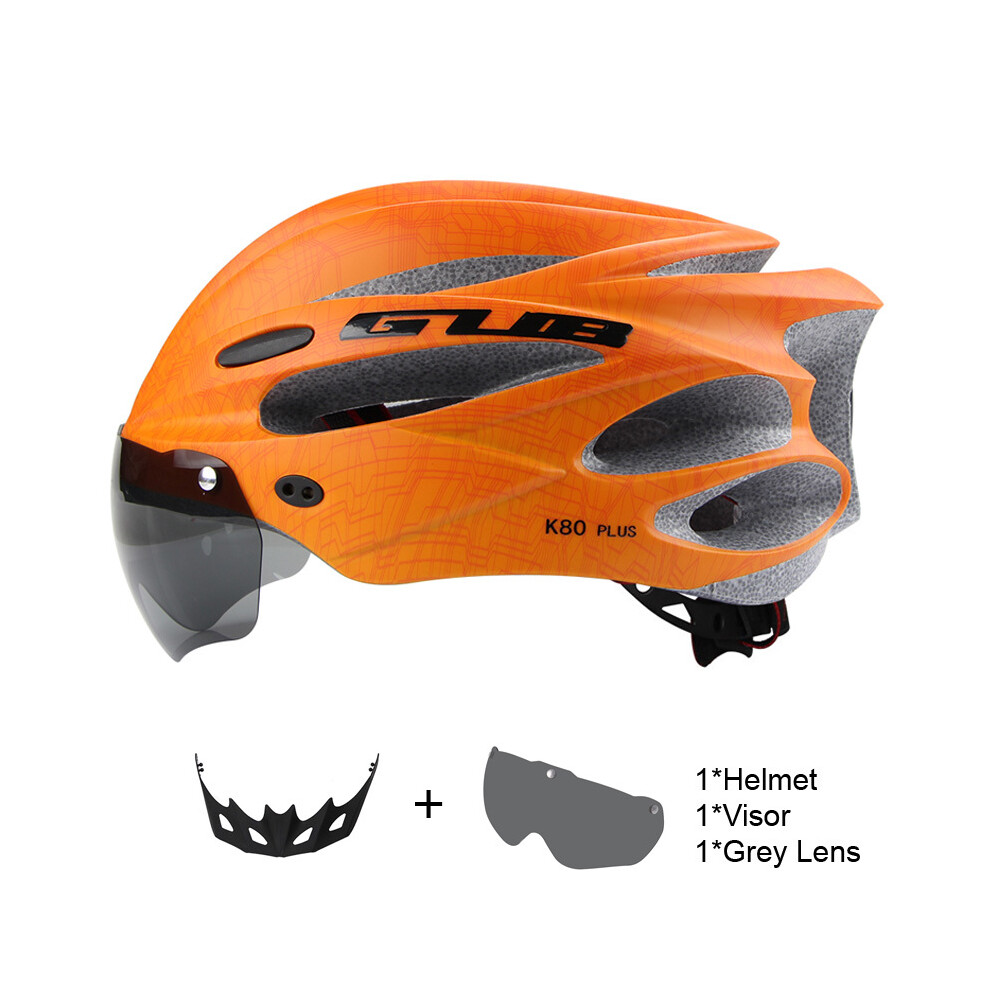 (Orange) 2025 NOUVEAU Lunettes magnétiques Casque de cyclisme Visière intégralement moulée VTT Vélo