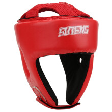 (M-Rouge)Casque de kick-boxing en cuir PU pour hommes et femmes, protège-tête de karaté, MMA, Sanda,