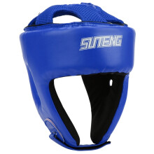 (L-Bleu)Casque de kick-boxing en cuir PU pour hommes et femmes, protège-tête de karaté, MMA, Sanda,
