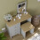 Vida Designs (Grey & Oak) Arlington 3 Drawer Dressing Table Mirror Stool Set 5