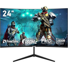 24 Inch Curved PC Gaming Monitors 180hz, FHD 1080p 1ms without Bezel, freesync, 100% sRGB,178 ° Angle View HDMI,DisplayPort -Black