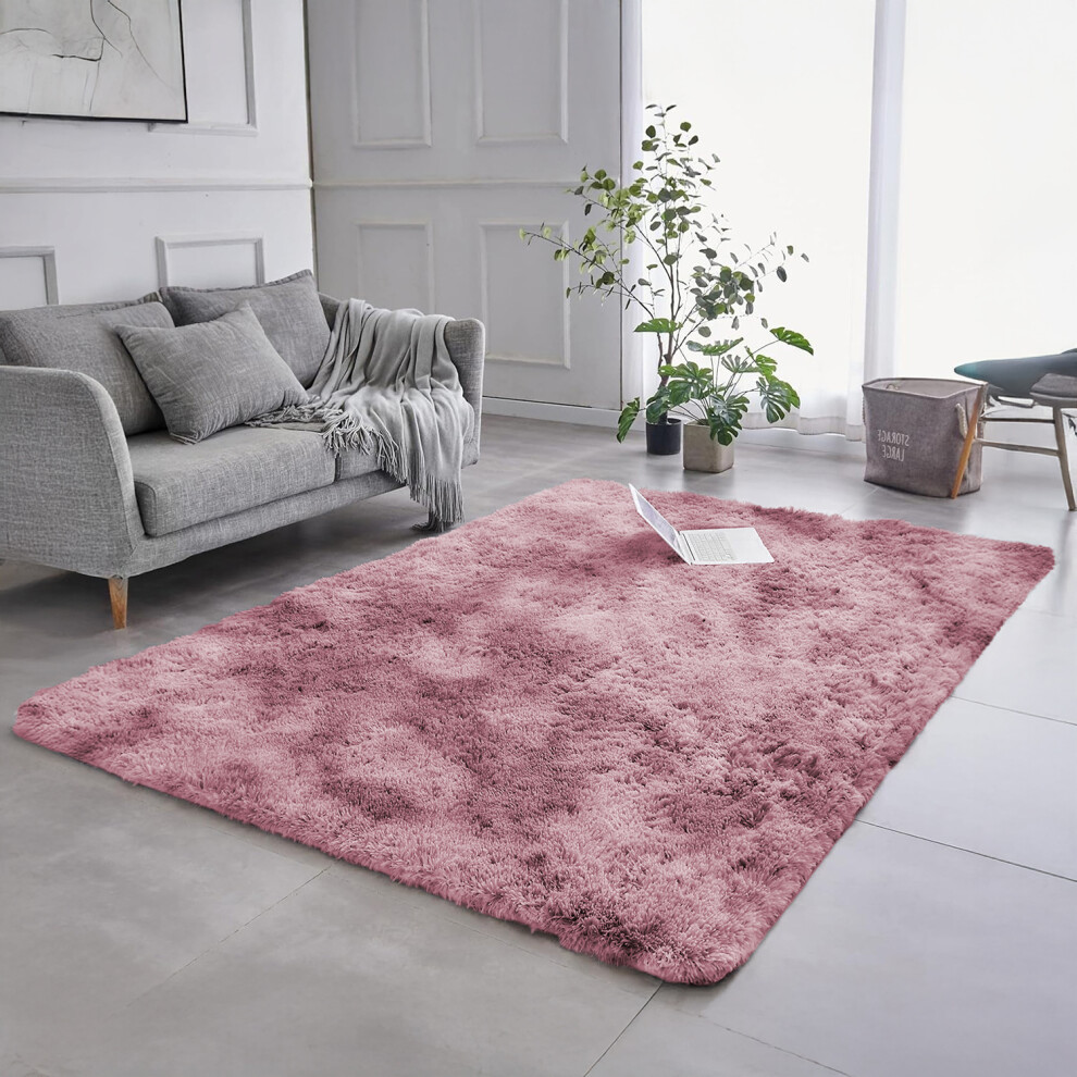 (Tye Dye Lilac, 160cm x 230cm (5ft 4" x 7ft 8")) Moonlight Shaggy Fluffy Rugs Soft Nonslip Extra Large Area Rug Living Room Bedroom Carpets