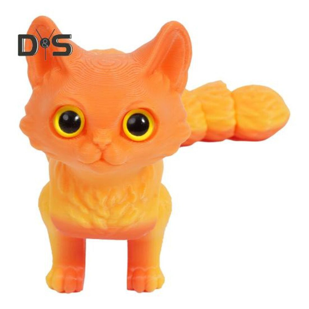 (as the picture, C) 3D Printed Cat Toy Flexible Joints Articulated Cat Model for Adult 3D Printed Animals Fidget Toys for Home Office Classroom Decor