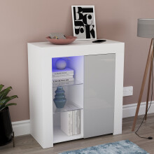 (White & Grey) Azura 1 Door LED Sideboard Storage Cabinet