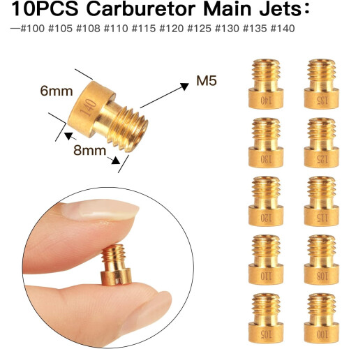 40PCS Carburetor Main Jet Slow Pilot Jet Kit 1