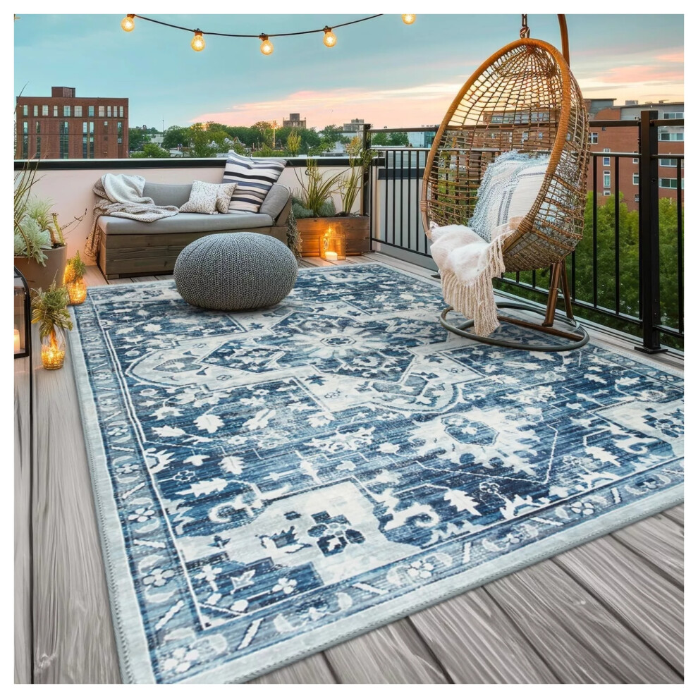 Imperial Rooms (200 Cm X 290 Cm (6.5Ft X 9.5Ft)- Large Area Rug/Carpet., Tranquil- Cashmere Rug) Large Traditional Rugs Living Room Carpet Door Mat Blue